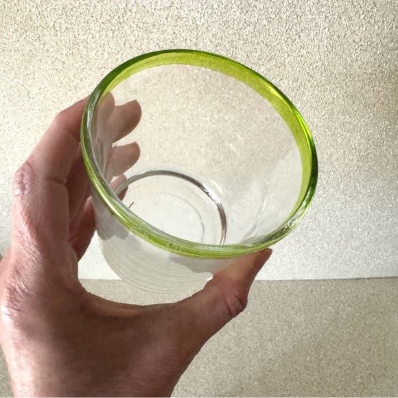 Rare Libbey Aruba Lime Neon Green Rim Rocks Glasses Tumblers 12 Oz - 2 Set VHTF - Picture 8 of 10